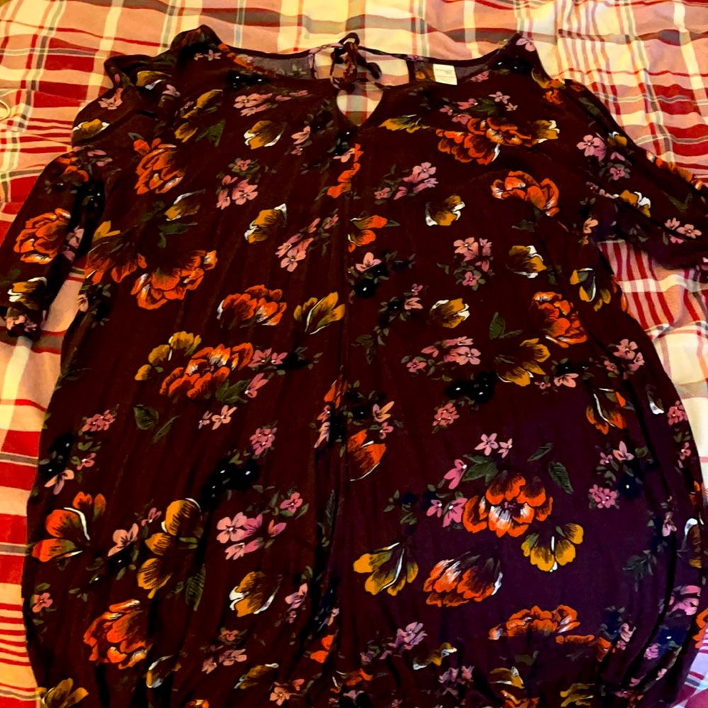 Terra sky fall floral midi dress